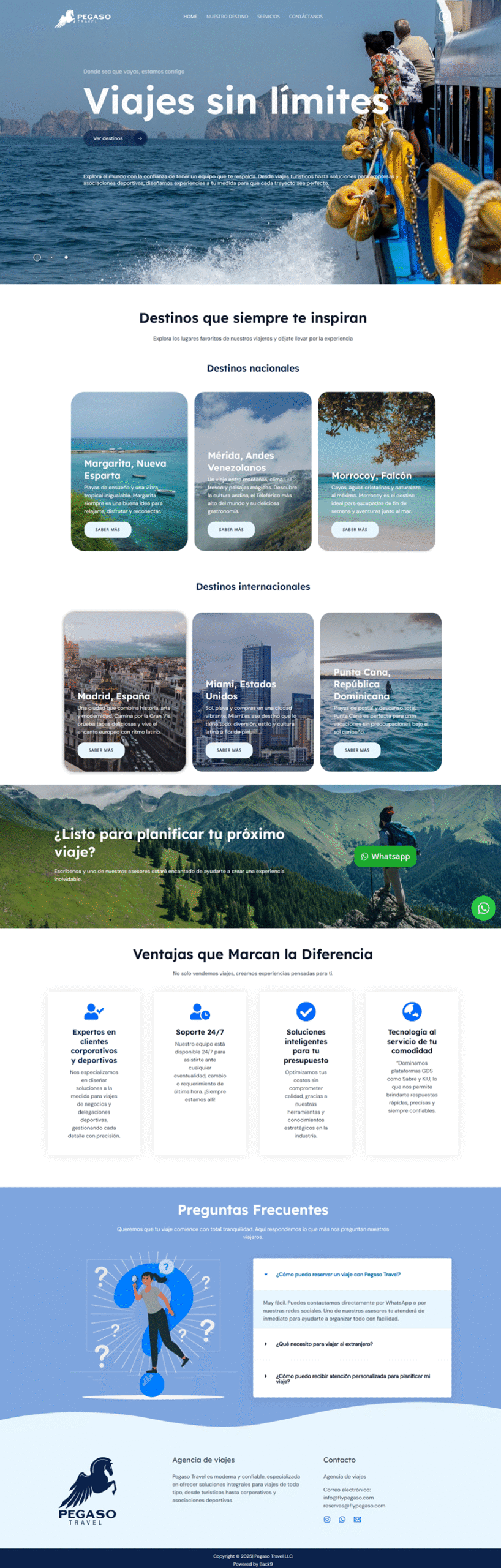 Pegaso Travel sample interface — view 2