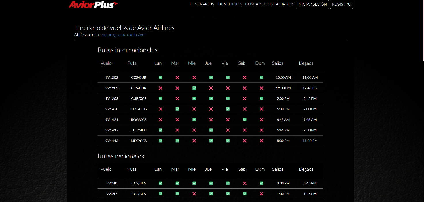 Avior Plus sample interface — view 3