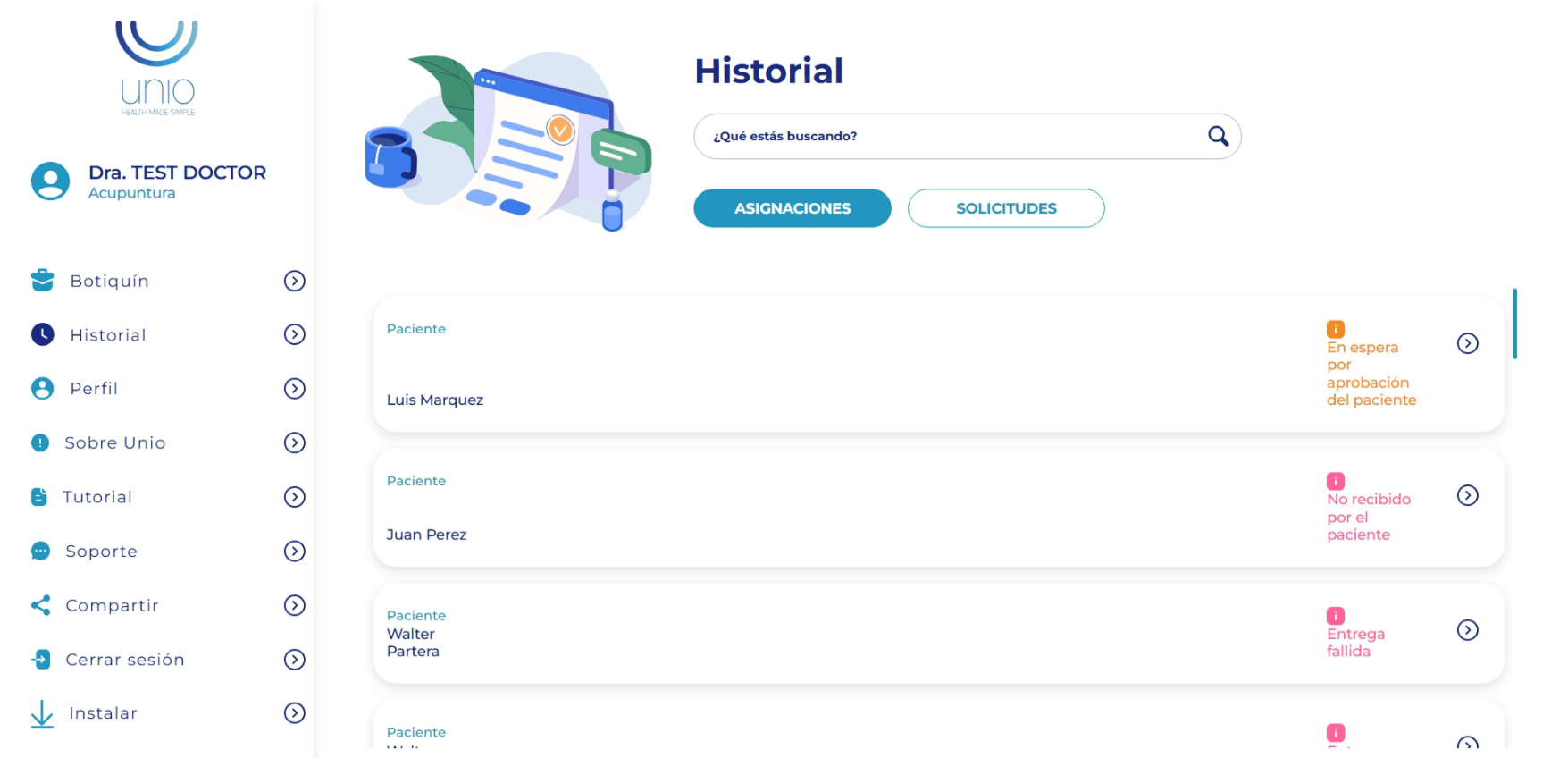 UNIO sample interface — view 3